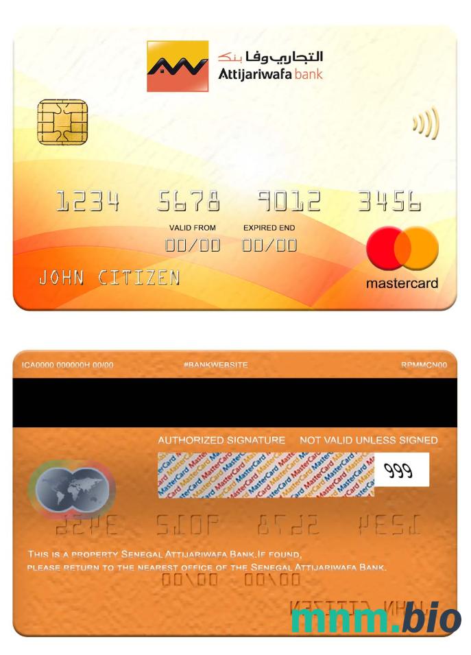 Senegal Attijariwafa Bank przykład karty mastercard w formacie PSD